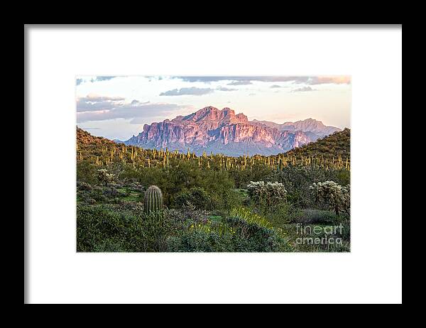 Arizona Framed Print featuring the photograph Sunset Mountain View by Lisa Manifold