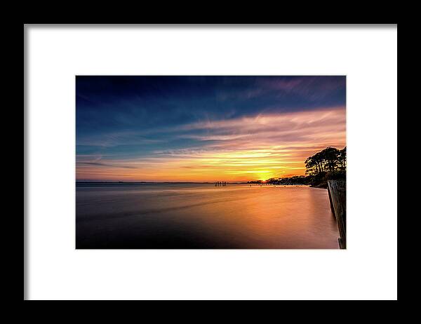 Sunset Framed Print featuring the photograph Sunset with Pelicans by Mike Whalen