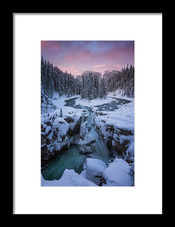 Canada
Canadian Rockies
Winter
Sunset
Snow Framed Print featuring the photograph Sunwapta Falls by David Martin Castan