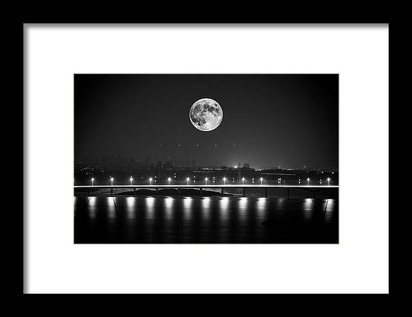 Standing Water Framed Print featuring the photograph Super Moon by By Well sun