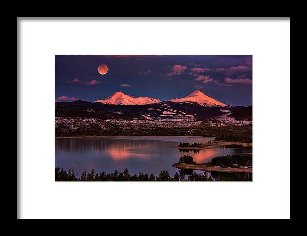 Blood Moon Framed Print featuring the photograph Super Wolf Blood Moonrise by Darren White