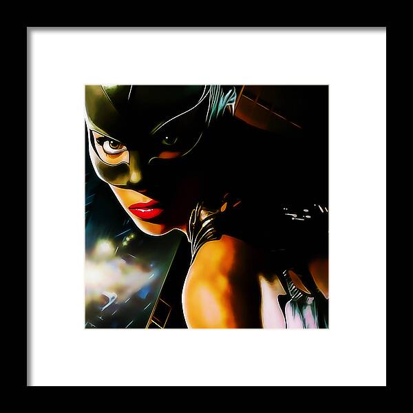 Superhero Framed Print featuring the mixed media Superhero Catwoman by Marvin Blaine