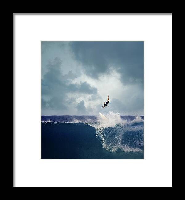 Spray Framed Print featuring the photograph Surfer Falling Off Surfboard Into by Ed Freeman