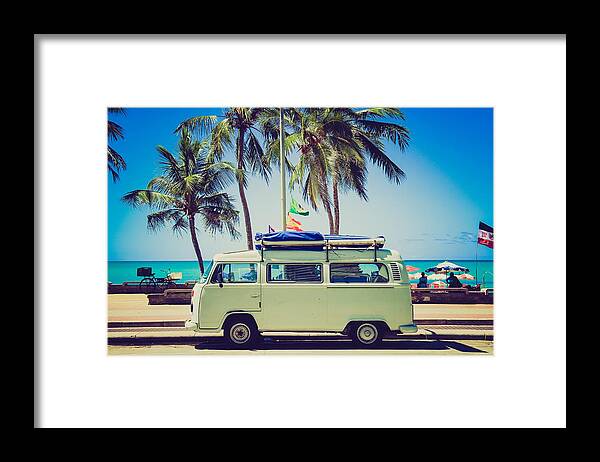 Photo Framed Print featuring the photograph Surfer van by Top Wallpapers