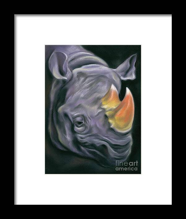 Rhinoceros Framed Print featuring the painting Surreal Candy Corn Rhinoceros by MM Anderson