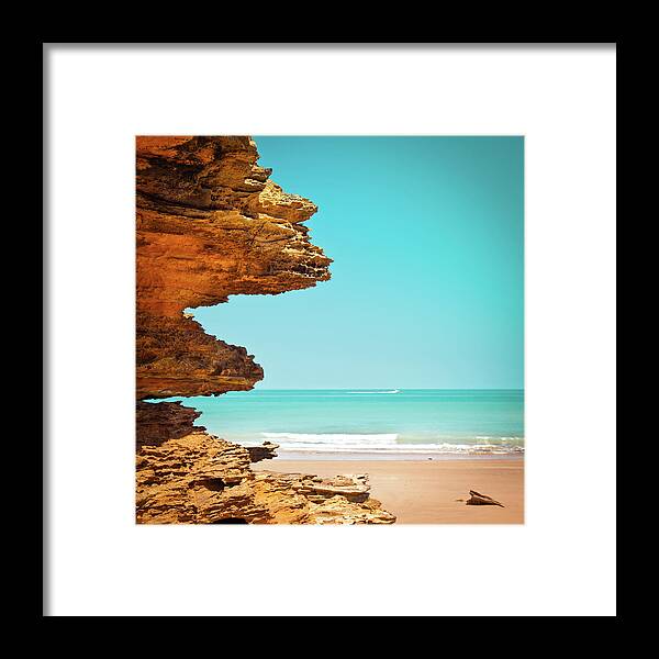 Scenics Framed Print featuring the photograph Surreal Rock Formation In Broome by Light Bulb Works