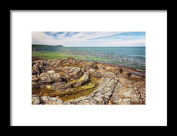 Vik Framed Print featuring the photograph Swedish coastline rock feature by Sophie McAulay