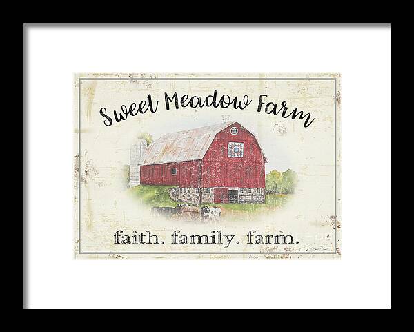 Farm Framed Print featuring the mixed media Sweet Meadow Farm A by Jean Plout