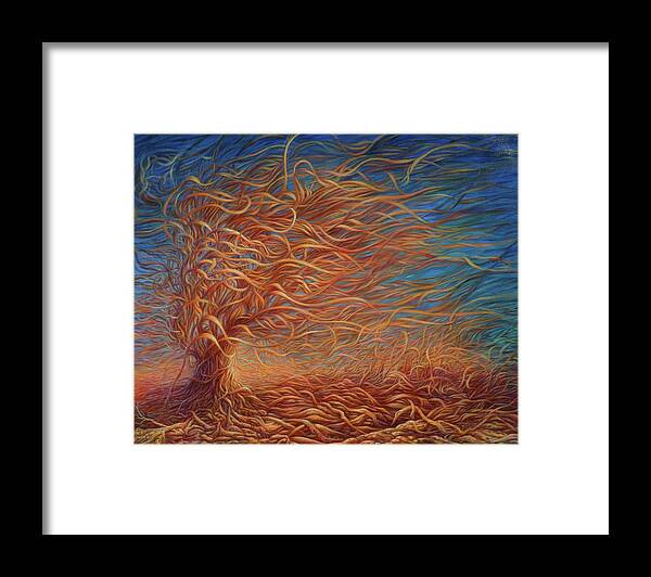 Tree Framed Print featuring the painting Swirly Tree 2 by Hans Droog