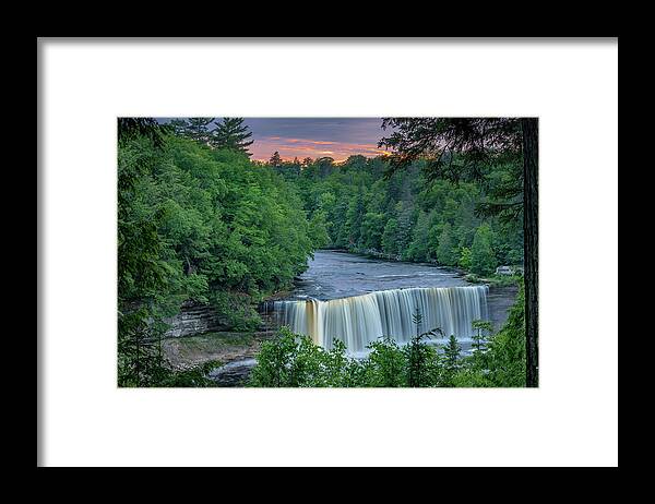 Tahquamenon Falls Framed Print featuring the photograph Tahquamenon Falls Sunset. by Gary McCormick