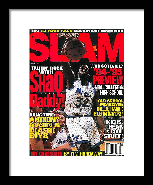 Shaquille O'neal Framed Print featuring the photograph Talkin' Rock with Shaq Daddy SLAM Cover by Getty Images