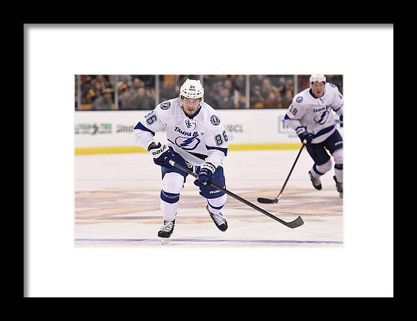 National Hockey League Framed Print featuring the photograph Tampa Bay Lightning V Boston Bruins by Steve Babineau