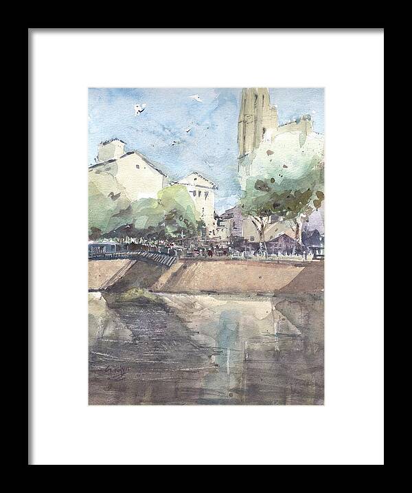 Tampa Framed Print featuring the painting Girona Bridge by Gaston McKenzie