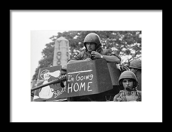Vietnam War Framed Print featuring the photograph Tank Crews Sign by Bettmann