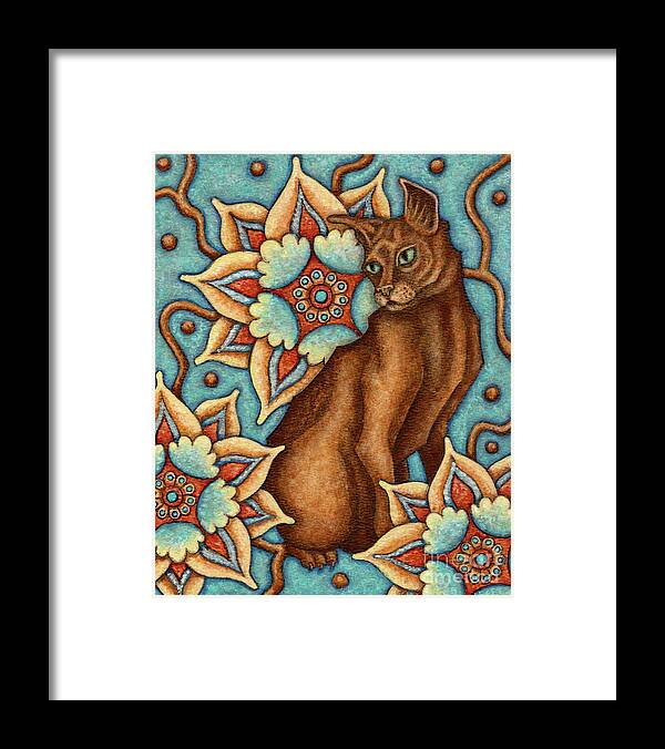 Cat Framed Print featuring the painting Tapestry Cat by Amy E Fraser