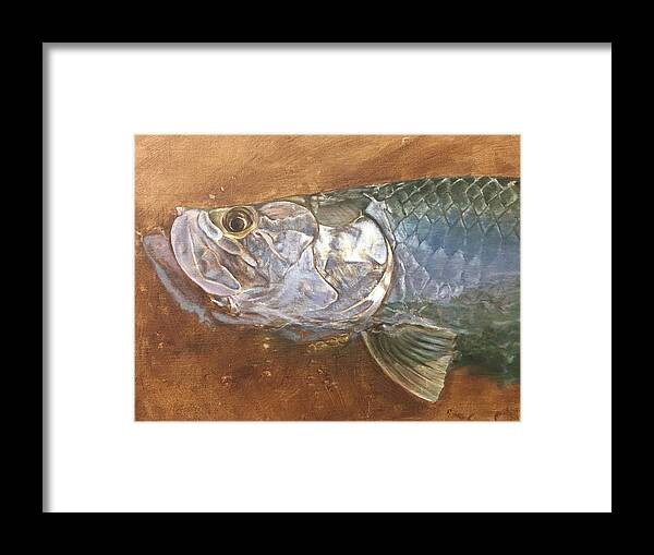 Tarpon Framed Print featuring the painting Tarpon on Umber by Pam Talley