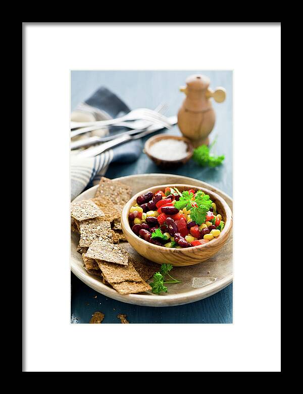 Napkin Framed Print featuring the photograph Tartines With Haricot Salad by Verdina Anna