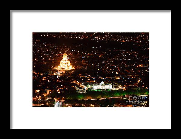 Tbilisi Framed Print featuring the photograph Tbilisi by night by Yavor Mihaylov
