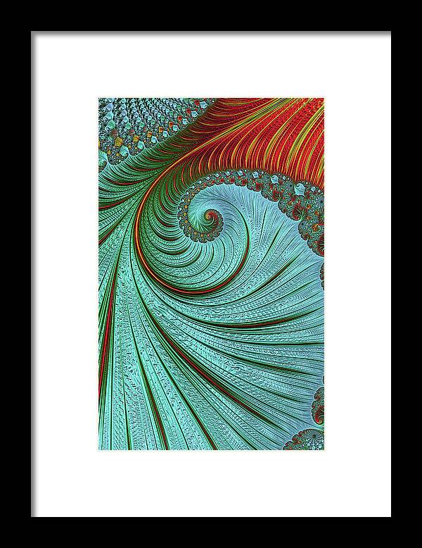 Fractal Framed Print featuring the photograph Teal And Red by Steve Purnell