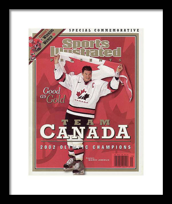 The Olympic Games Framed Print featuring the photograph Team Canada Mario Lemieux, 2002 Winter Olympic Champions Sports Illustrated Cover by Sports Illustrated