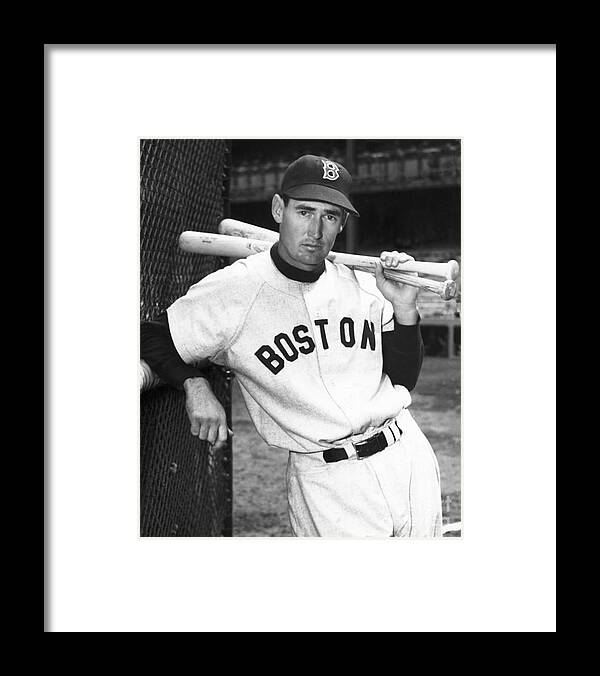 Baseball Cap Framed Print featuring the photograph Ted Williams Holding Bats by Bettmann