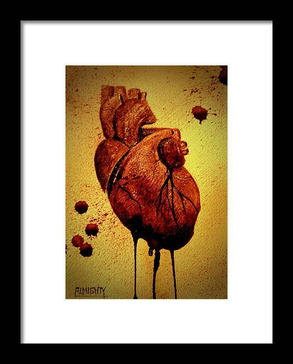 Ryanalmighty Framed Print featuring the painting Tell Tale Heart by Ryan Almighty