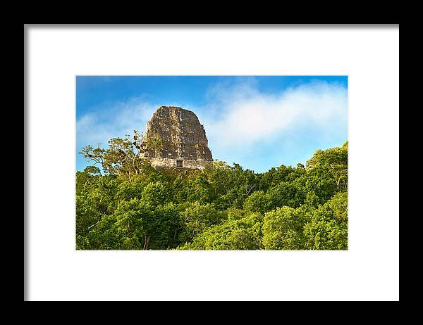 Landscape Framed Print featuring the photograph Temple V, Ancient Maya Ruins, Tikal by Jan Wlodarczyk