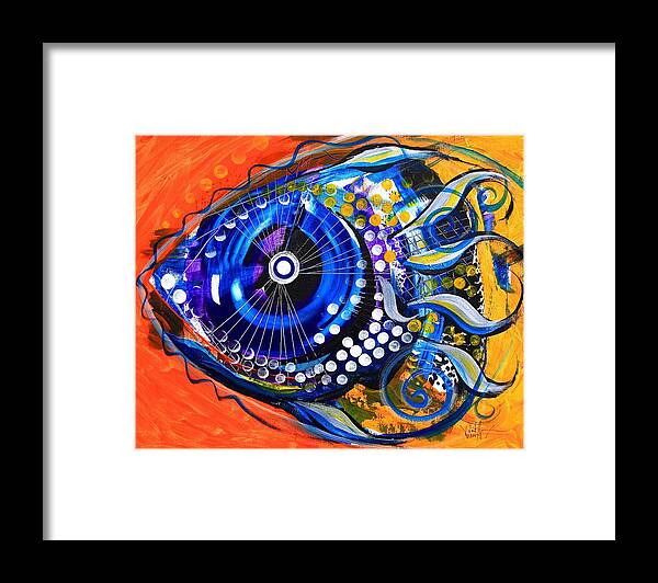 Fish Framed Print featuring the painting Tenured Acrimonious Fish by J Vincent Scarpace