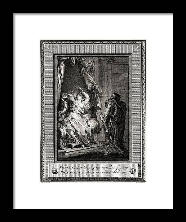 Engraving Framed Print featuring the drawing Tereus, After Having Cut The Tongue by Print Collector
