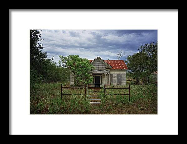 Texas Photograph Framed Print featuring the photograph Texas Farmhouse in Storm Clouds by Kelly Gomez