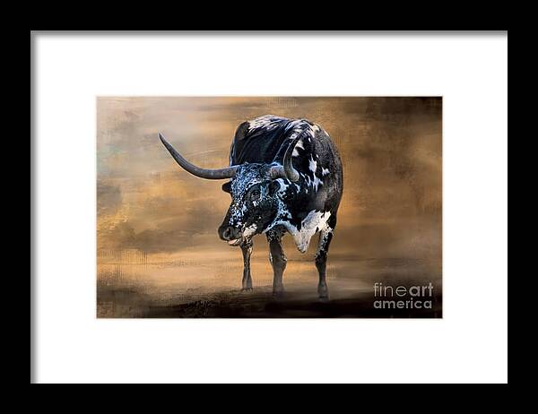 Long Horn Steer Framed Print featuring the photograph Texas Long Horn by Joan Bertucci