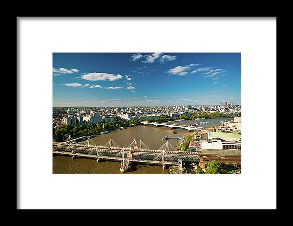 Built Structure Framed Print featuring the photograph Thames River Aerial View In London by Ferrantraite