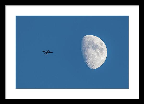 Airplane Framed Print featuring the photograph That Moon Again by Tommy Farnsworth