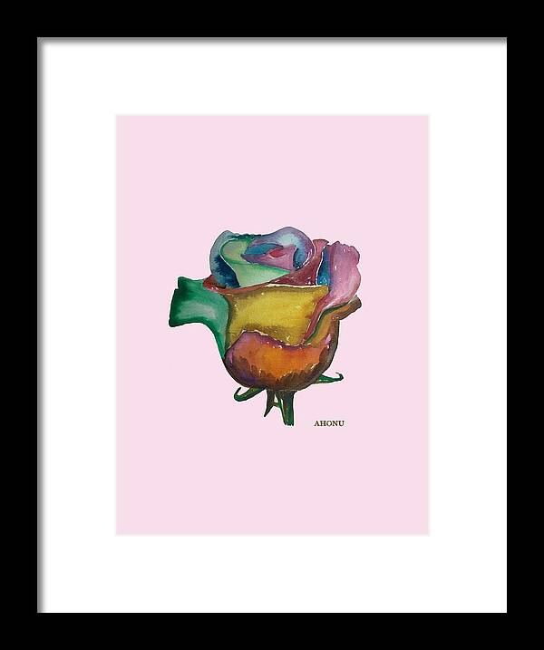 Rose Framed Print featuring the painting The 1111 Global Rose by AHONU Aingeal Rose