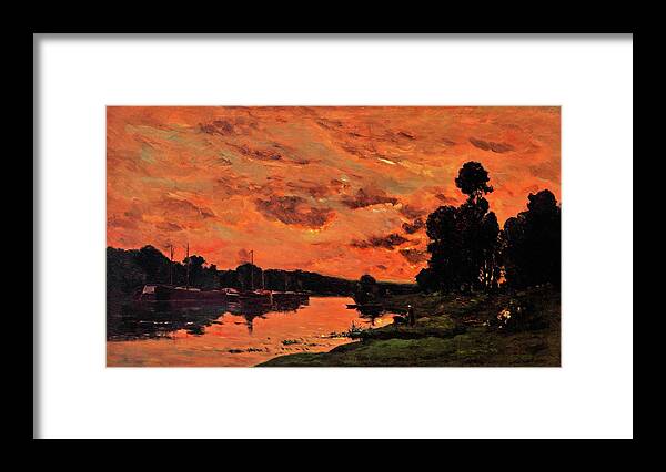 The Afternoon Framed Print featuring the painting The Afternoon - Digital Remastered Edition by Charles-Francois Daubigny