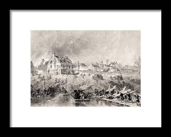 Landing Framed Print featuring the painting The Attack On Fredericksburg, Virginia by Alonzo Chappel