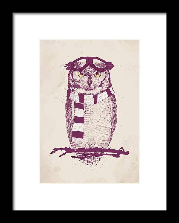 Owl Framed Print featuring the drawing The aviator by Balazs Solti