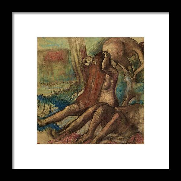 The Bathers Framed Print featuring the painting The Bathers by Edgar Degas