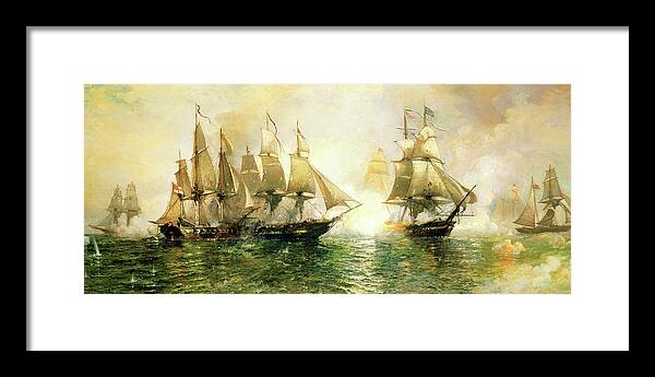 War Of 1812 Framed Print featuring the painting The Battle of Lake Erie by Julian O. Davidson