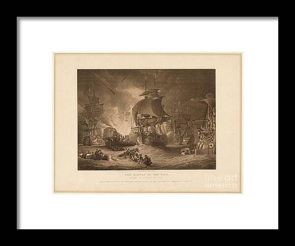 Engraving Framed Print featuring the drawing The Battle Of The Nile, 1798 1878 by Print Collector