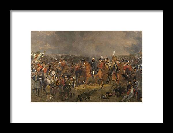 Arthur Wellesley Of Wellington Framed Print featuring the painting The Battle of Waterloo. by Jan Willem Pieneman -1779-1853-