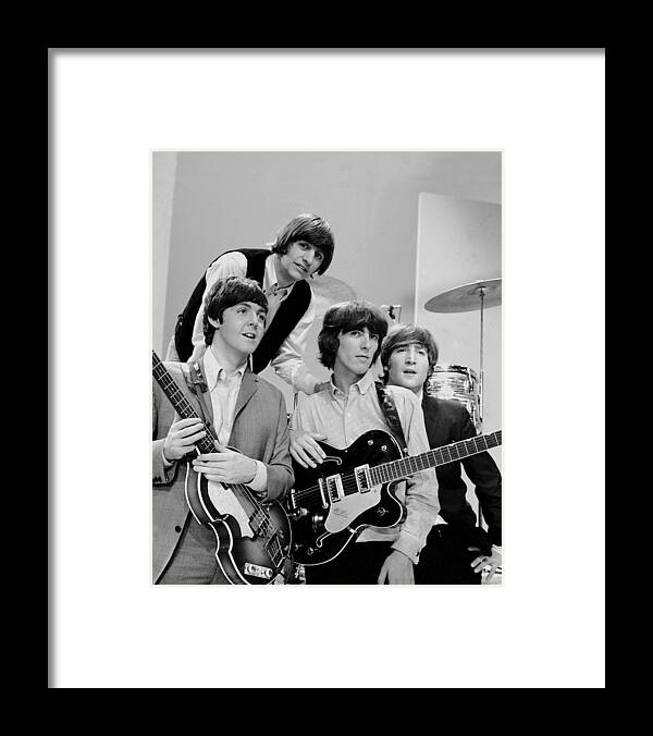 People Framed Print featuring the photograph The Beatles, Ringo Starr Rear And L. To by New York Daily News Archive