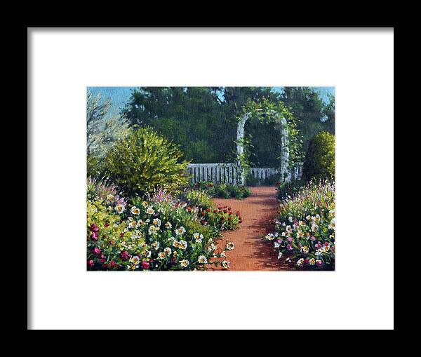Garden Scene Framed Print featuring the painting The Beautiful Garden by Rick Hansen