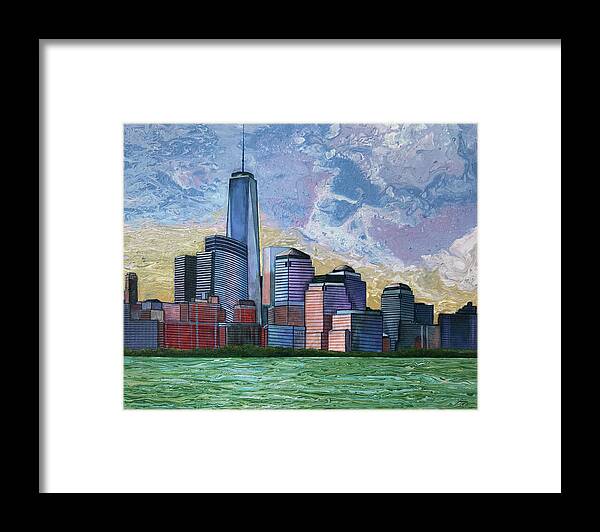 New York Framed Print featuring the painting The Big Apple by Mr Dill