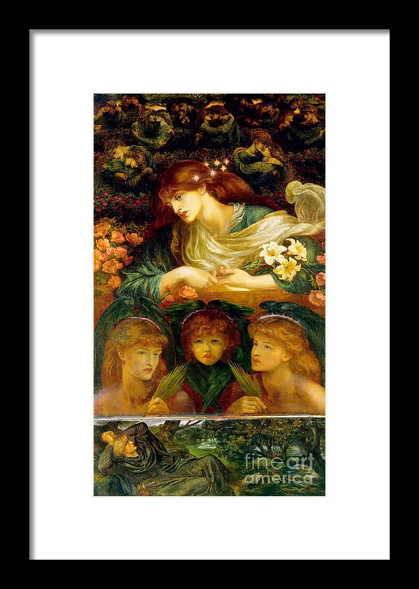 Pre-raphaelite Framed Print featuring the drawing The Blessed Damozel. Artist Rossetti by Heritage Images