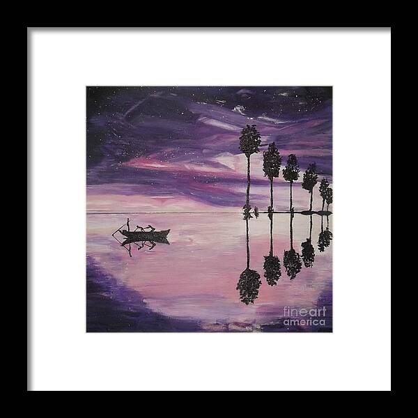 Acrylic Seascape Framed Print featuring the painting The Boaters by Denise Morgan
