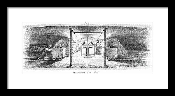 Miner Framed Print featuring the drawing The Bottom Of The Shaft, 1862 by Print Collector