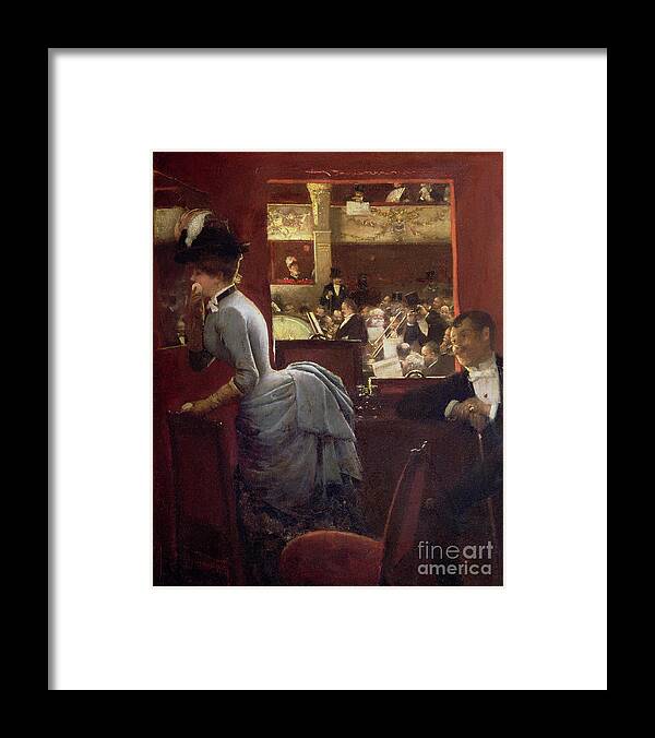 19th Century Framed Print featuring the painting The Box By The Stalls, C.1883 by Jean Beraud
