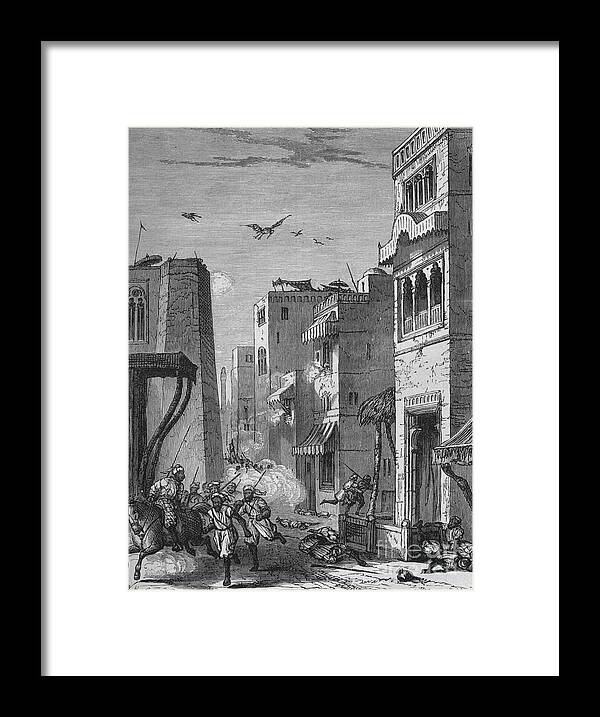 Multan Framed Print featuring the drawing The British Troops Entering Moultan by Print Collector