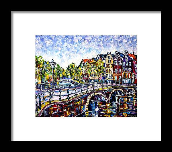 Beautiful Amsterdam Framed Print featuring the painting The Canals Of Amsterdam by Mirek Kuzniar